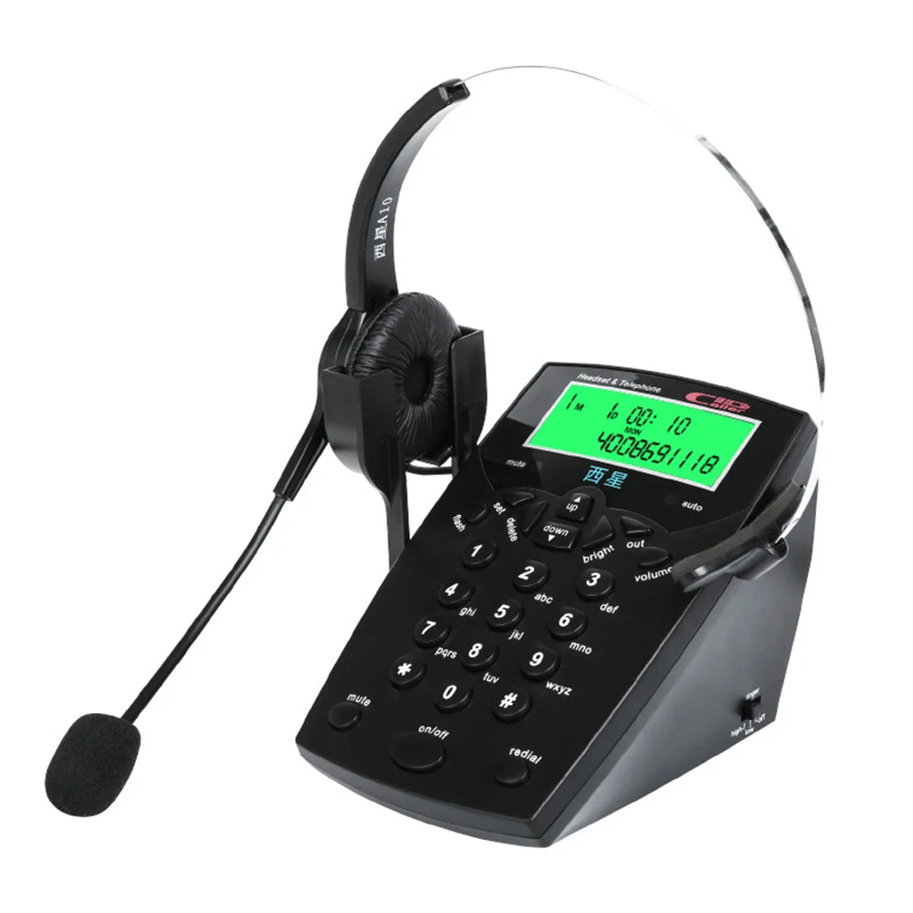 Corded Headset Telephone Hands Free Noise Cancelling Telephone Set with Headset for Call Center Telephone Headset and Dialpad