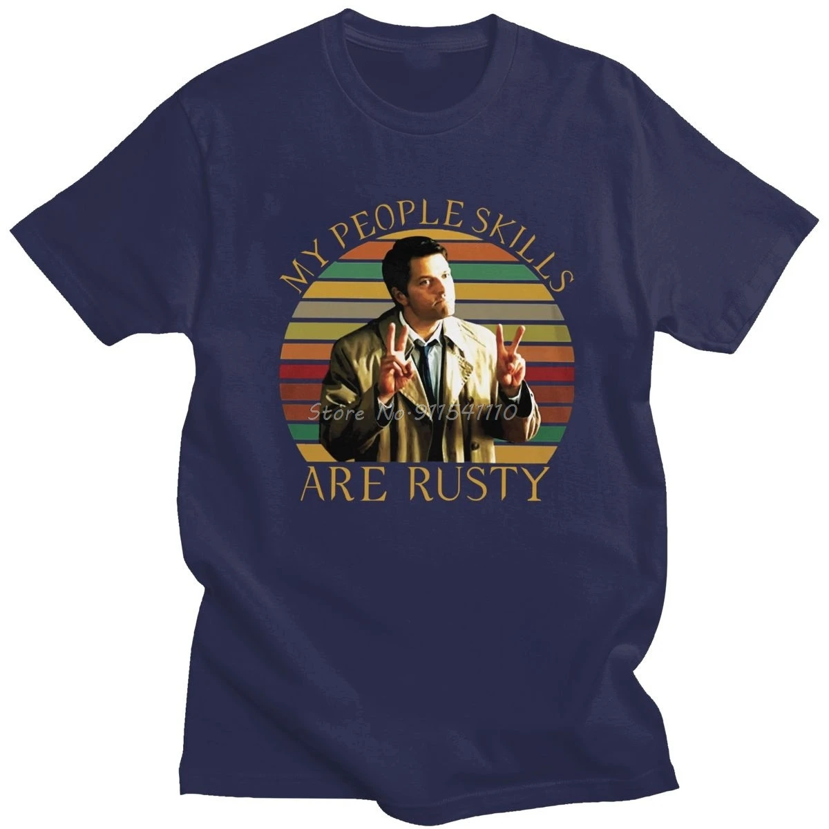 Supernatural My People Skills Are Rusty T Shirt for Men Soft Cotton Fashion T-shirt Short Sleeves Funny TV Castiel Tee Clothing