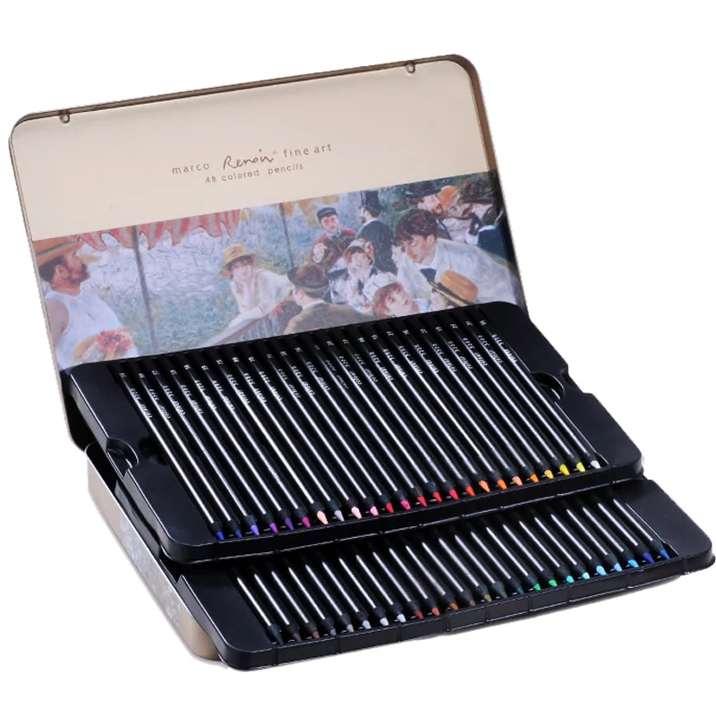 Marco Renoir Color Pencil Set Oil Iron Box Coloring Drawing Pencil Colored Rainbow Pencil Colores Para Colegio Art Colorear