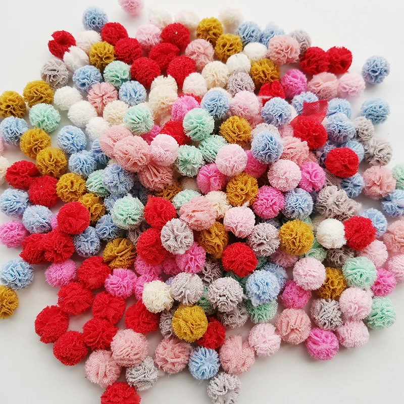 100pcs/lot 15mm 10colors mesh flower ball For sewing on Scarf Shoes Hats Fur DIY Crafts Hair clip Accessories