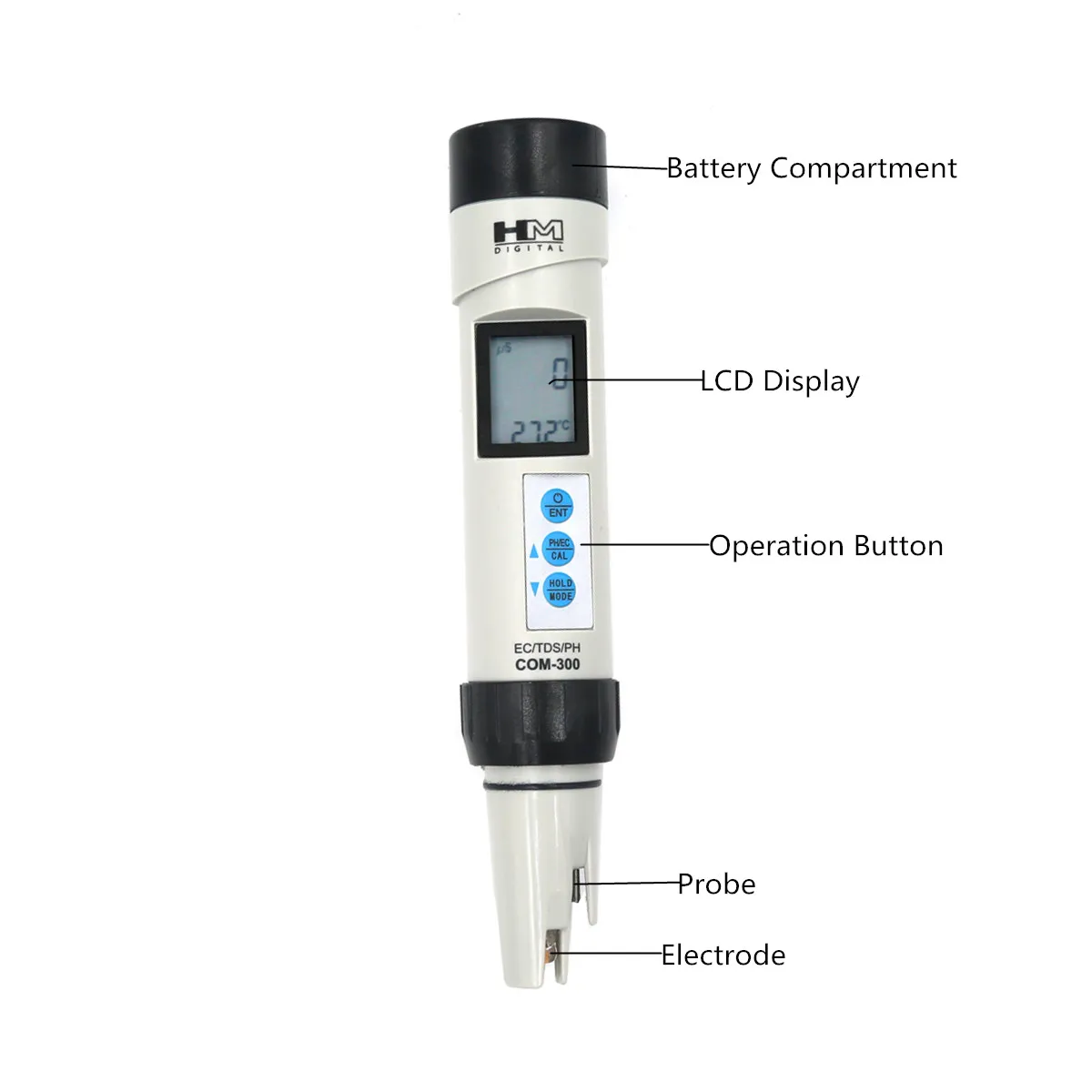 Imagem -02 - Ferramentas de Medição Digital de Qualidade da Água Tds Testers ec Temp Medidor de ph à Prova d Água Dispositivo de Teste de 30 de Desconto Com300 em