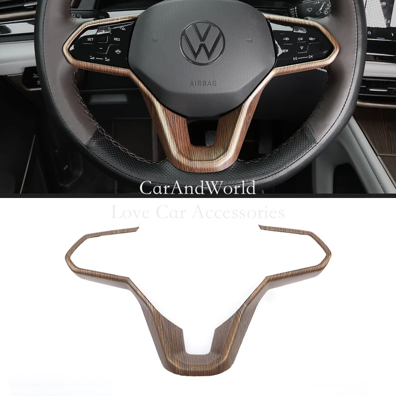 

For Volkswagen VW Teramont Atlas 2021-2022 ABS Chrome Interior Steering Wheel Button Switch Cover Trims Car Moulding Accessories