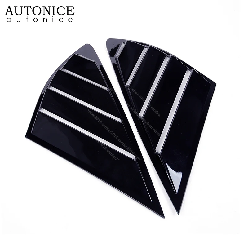 2pc Shiny Black Rear Quarter Panel Window Side Louvers Vent Trim Fit for Ford Fusion Mondeo Asian and North American Versions