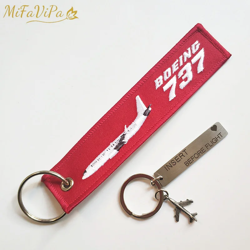 1 Set Boeing 737 Keychain for Motorcycle Bijoux Key Chain for Men Gifts and Cars Key Tag New Embroidery Key Fashion Trinket