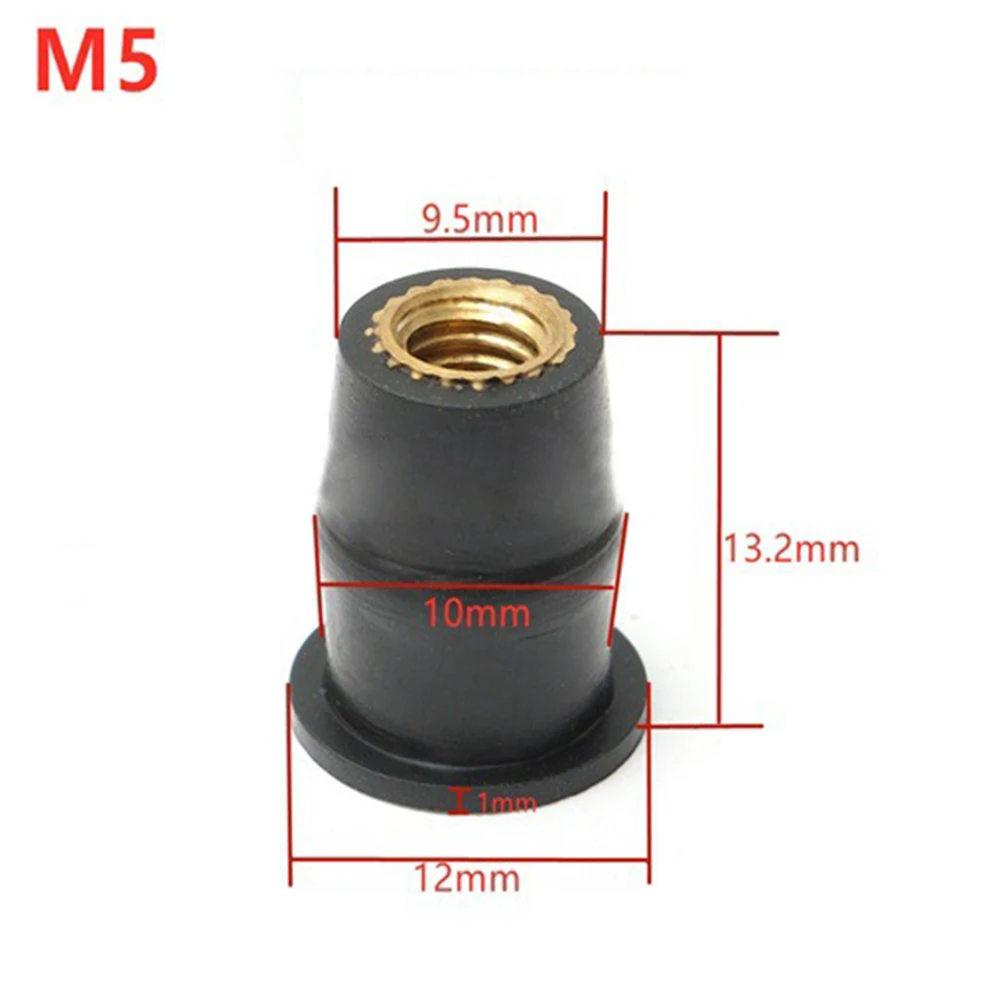 10PCS M5 Motorcycle Rubber Well Nuts Sun Blind Windscreen Fairing Riding Accessories Fasteners Motorcycle Decoration