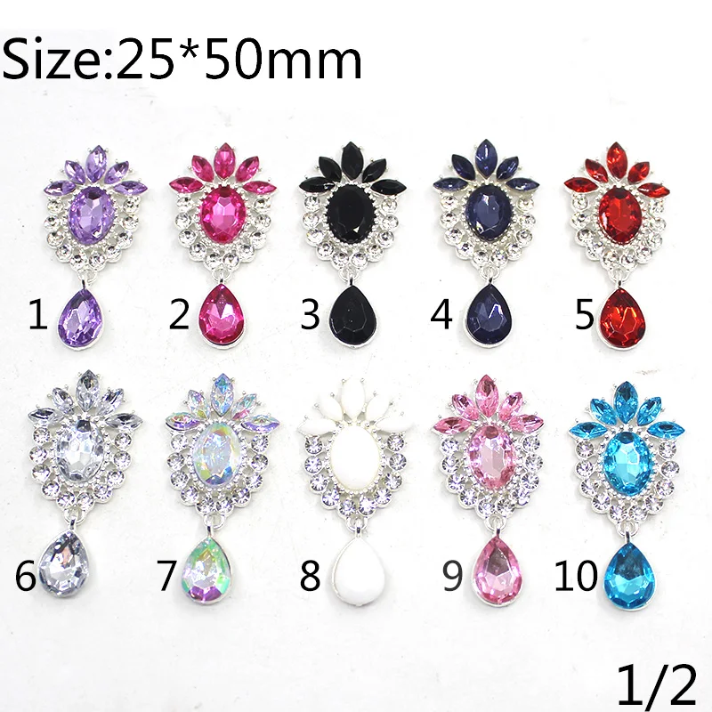 New Hot Deals 5PCS DIY Alloy Rhinestones Pendant Brooches Buttons For Party Festival Warm and Romantic 25*50MM Mix Color