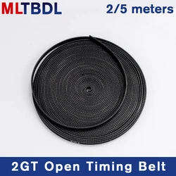 Correa de distribución abierta GT2-6mm, ancho de 6mm, 10mm, Material de goma, 2mm, negro, 2GT, piezas de impresora 3D, 2/5 metros