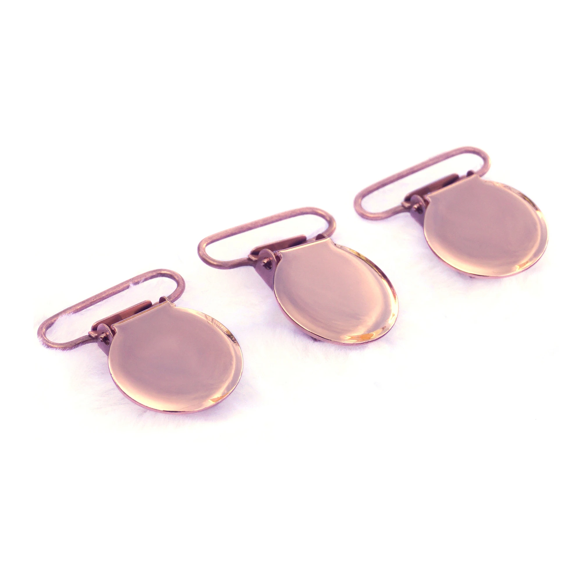 10Pcs Rose Gold Runde Form Schnuller Hosenträger Clips Baby Schnuller Halter Infant Dummy Clip Mit Kunststoff Einsatz für 25mm Band – Detail 7