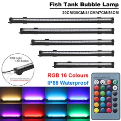 1pcs 20-58CM LED Aquarium Light Fish Tank Lamp RGB Waterproof Remote Control Air Bubble Lamp Underwater Submersible Oxygen Light