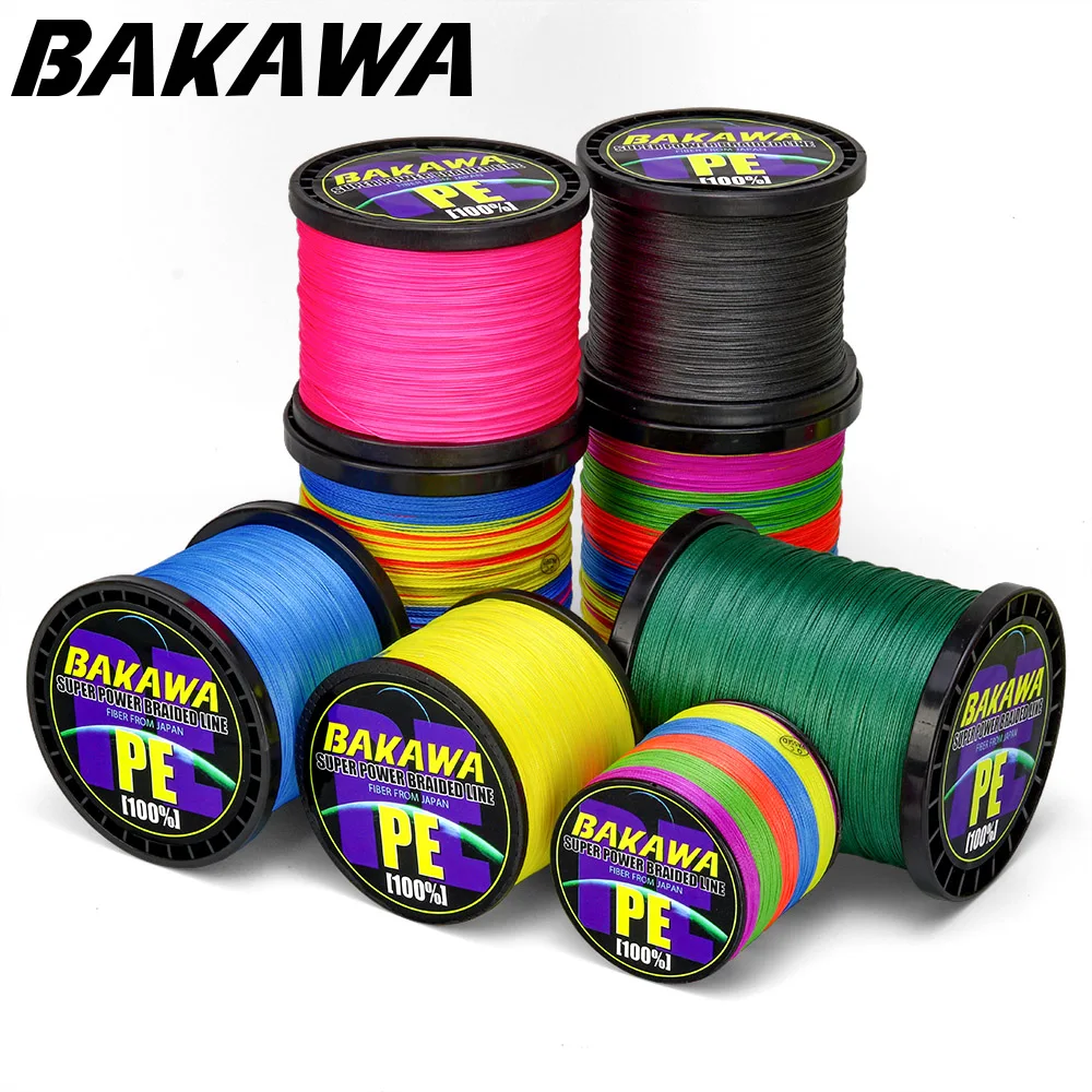 BAKAWA Brand 4 Strands 300M Braided Fishing Line Multicolor Super Power Japan Multifilament PE Braid Line Saltwater/Freshwater