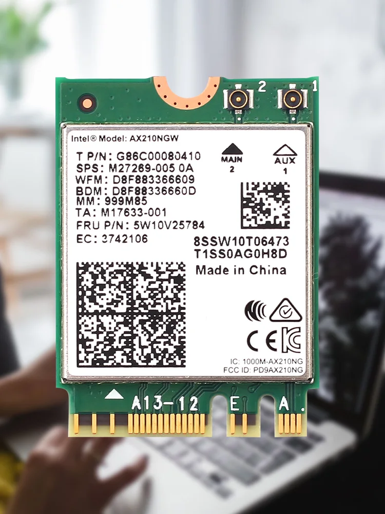 Tri-Band WI-FI 6E Intel AX210 Bluetooth 5.4 5374Mbps M.2 Drahtlose WLAN-Karte AX210NGW 2.4G/5G/6G 802.11ax Mit Antennen-Kit Win11