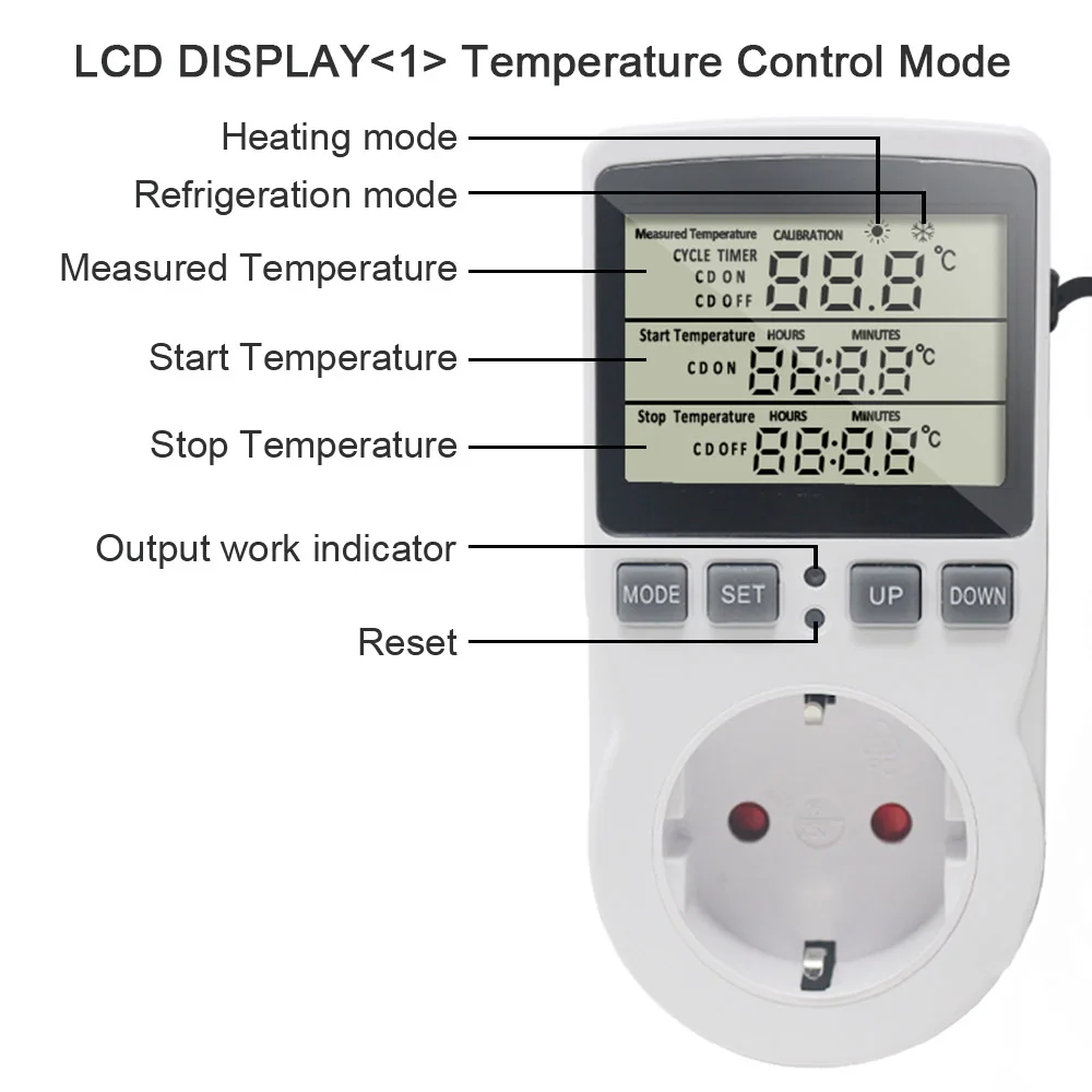 EU Timer Socket Thermostat 220V AC 16A Timer Switch Electrical Outlets Switches Temperature Controller Regulator with Sensor