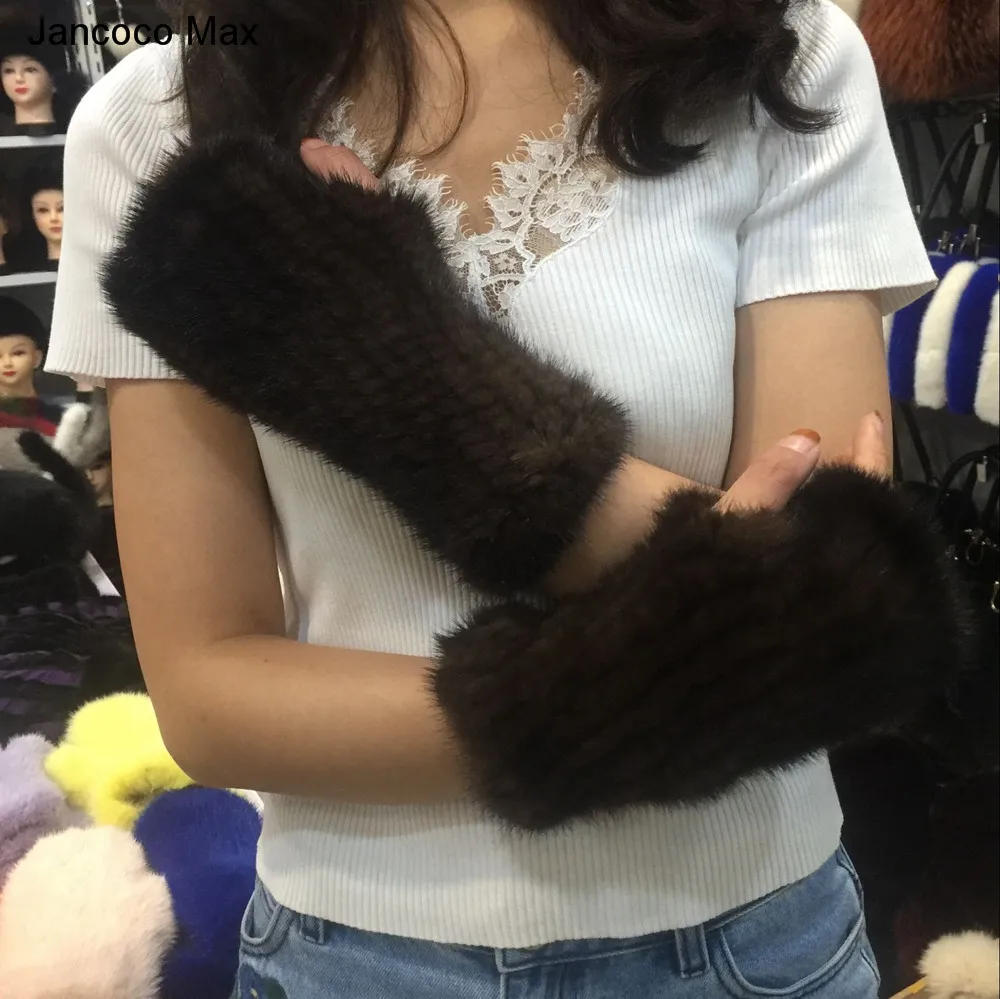 Real Mink Fur Gloves for Women, Warm Half Finger, Long Gloves, Winter Fashion Style, Top Quality, S2427