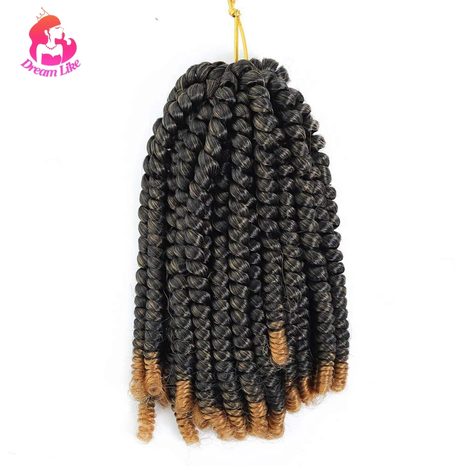 Dream Like Spring Twist Crochet Hair Short Braids Synthetic Curly Bomb Braiding Hair Extensions Ombre Color For Women