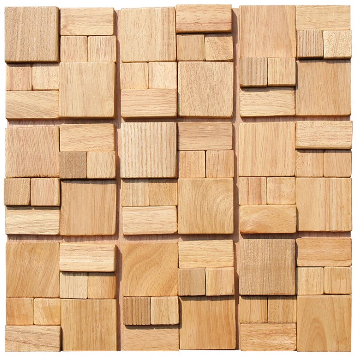 11 PCS Natural Wood Moaic Tile 3D Solid Wooden Panel Backsplash Wall Tiles DQ139