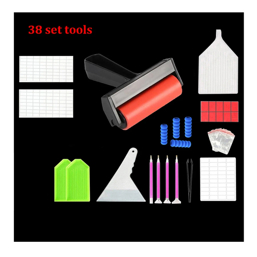 Diamond Painting Storage Box And Tools Kit Adult Or Kids , Diy Diamond Embroidery Accessories Mosaic Pen Trays Tweezers Roller