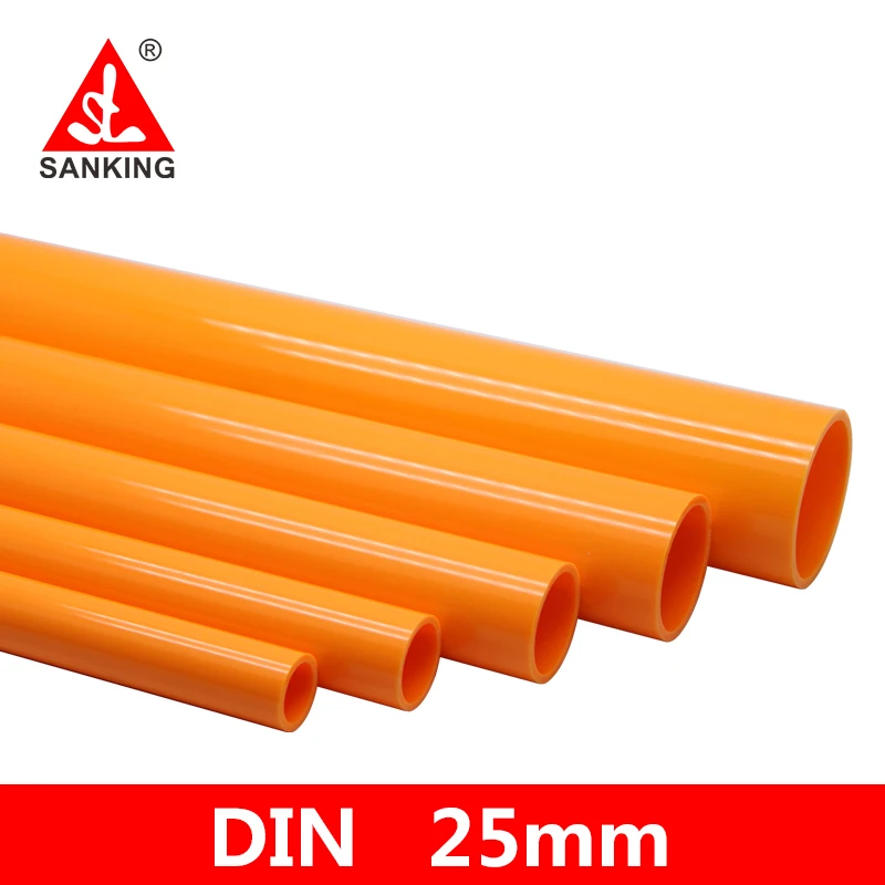 Sanking 25mm UPVC Orange Pipe PVC Pipe Coupling Water Supply Fish Tank PVC Pipe Joints Aquarium Drainpip