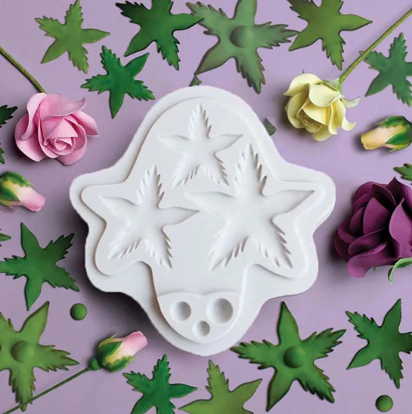 Mimosa Bloem Moerbei Leaf Fondant Cake Silicone Mooie Bloem Bruiloft Bakvorm Mousse Sugar Craft Icing Mat Gebak Gereedschap