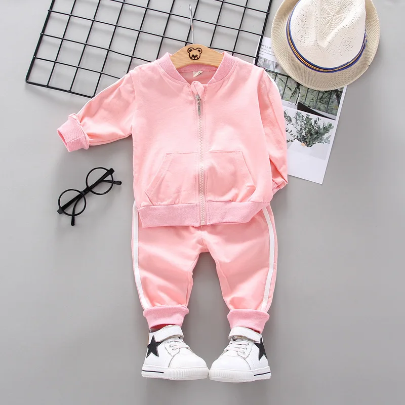 Spring Autumn Children Cotton Clothes Baby Boys Girls Sport Zipper Jacket Pants 2pcs/Set Kids Toddler Fashion Casual Tracksuits