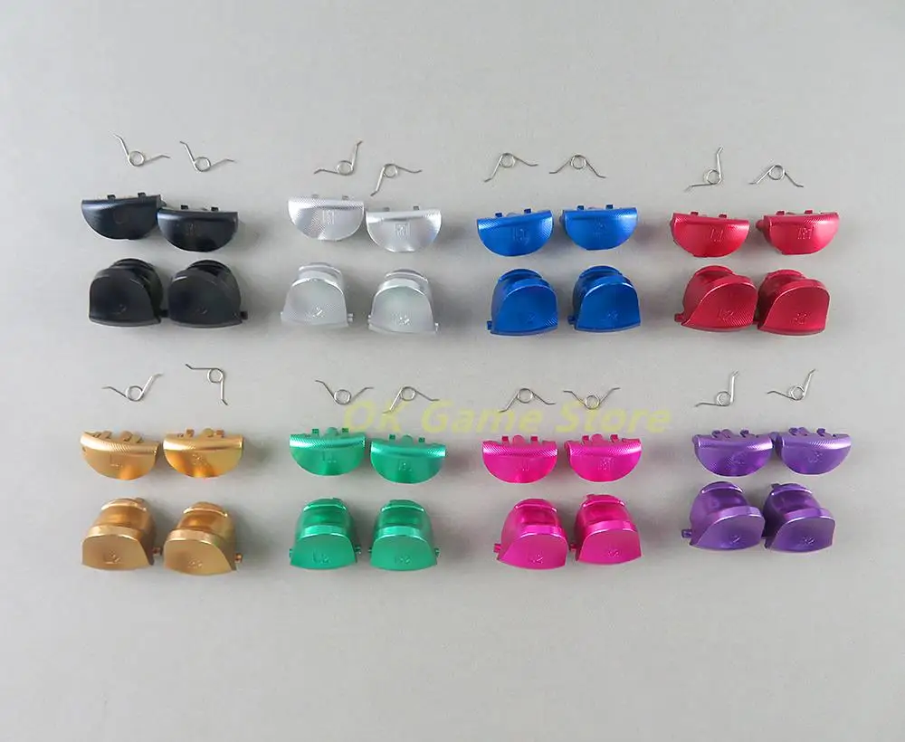 1set/lot Metal Aluminum L1 R1 L2 R2 Trigger Button for Sony PS4 Controller JDM001 010 JDM010 001 Alloy Buttons with Springs