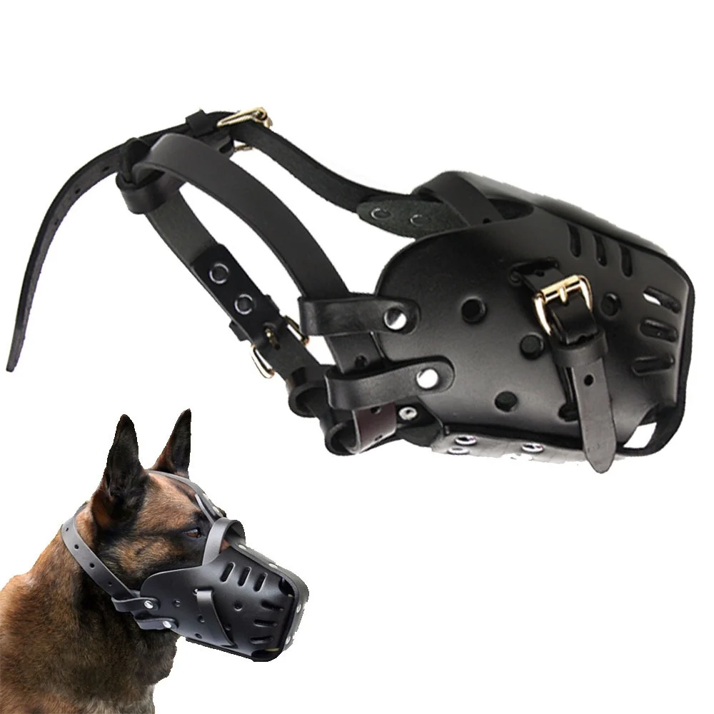 Cowhide Dog Muzzle German Shepherd Protective Bite Pad Durable Bite Resistant Breathable Interactive Dog Accessories
