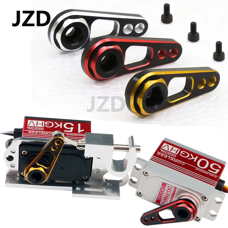 

JZD RC 1PCS RC Car Aluminum Alloy Double Hole 25T Steering Servo Arm for RC Crawler Axial SCX10 90046 Traxxas TRX-4 MST Recat