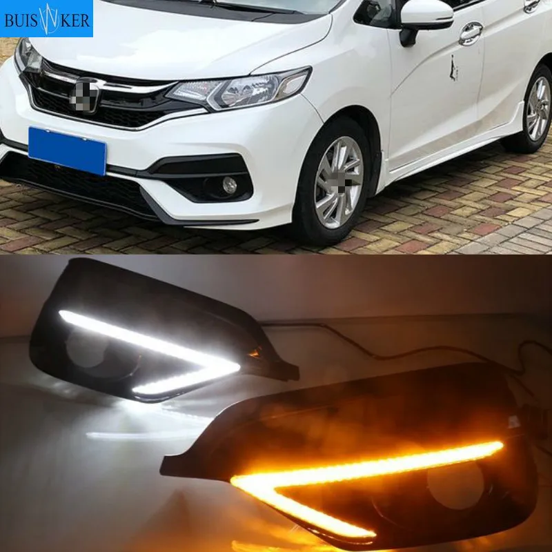 

1Pair For Honda Fit Jazz Sport RS 2018 2019 Turn Yellow Signal Relay Waterproof Car DRL 12V LED Daytime Running Light Fog Lamp