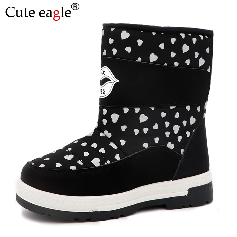 Winter For Girls  Mid-calf Bungee Lacing Snow Felt Boots Waterproof  Boot Rubber Shoes Fur Lining Student Outdoor Kids Boot 2021