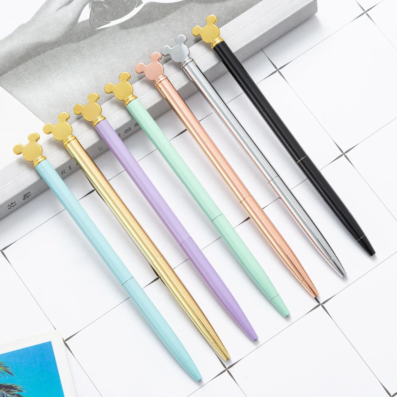 Ellen Brook 1 PCS Ballpoint Pen Love Cartoon Bear Cat Wedding Metal Copper Pen Office School Supplies Stationery