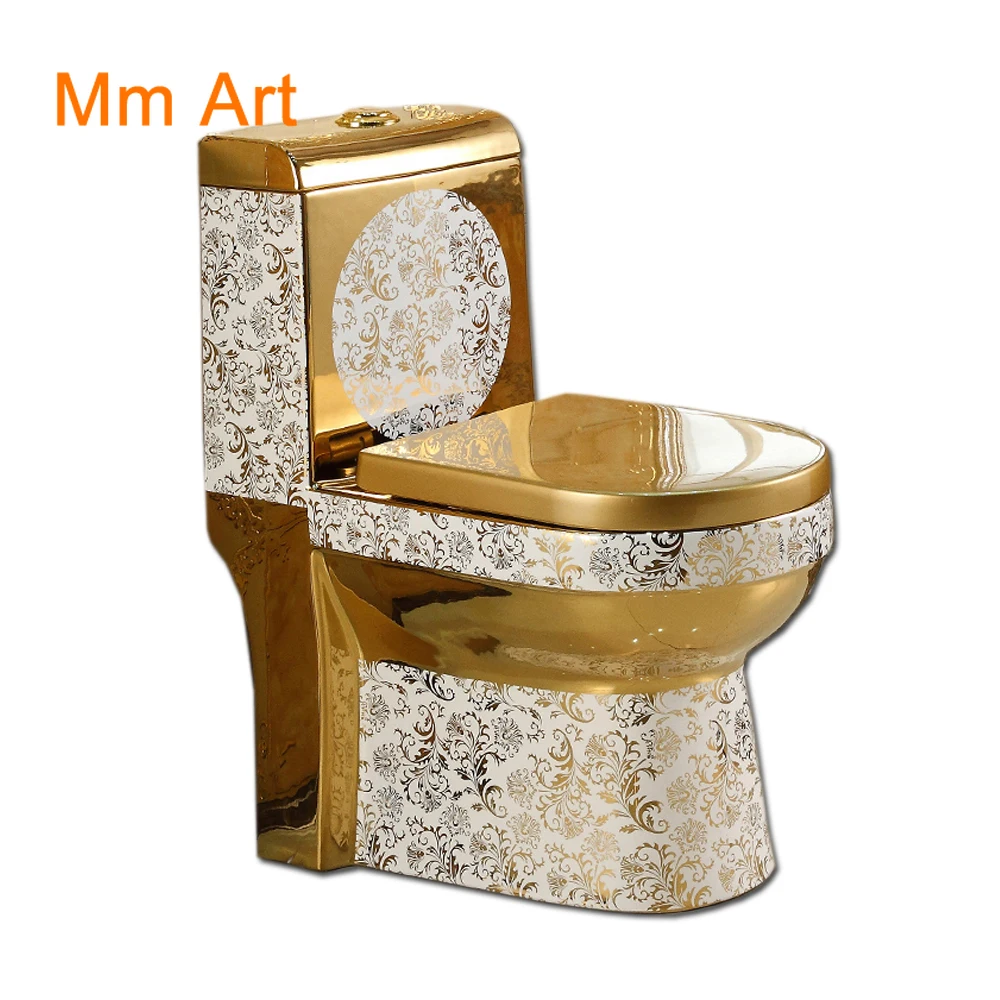 

Ceramic electroplating sanitary wares wc siphonic flushing gold ceramic toilet