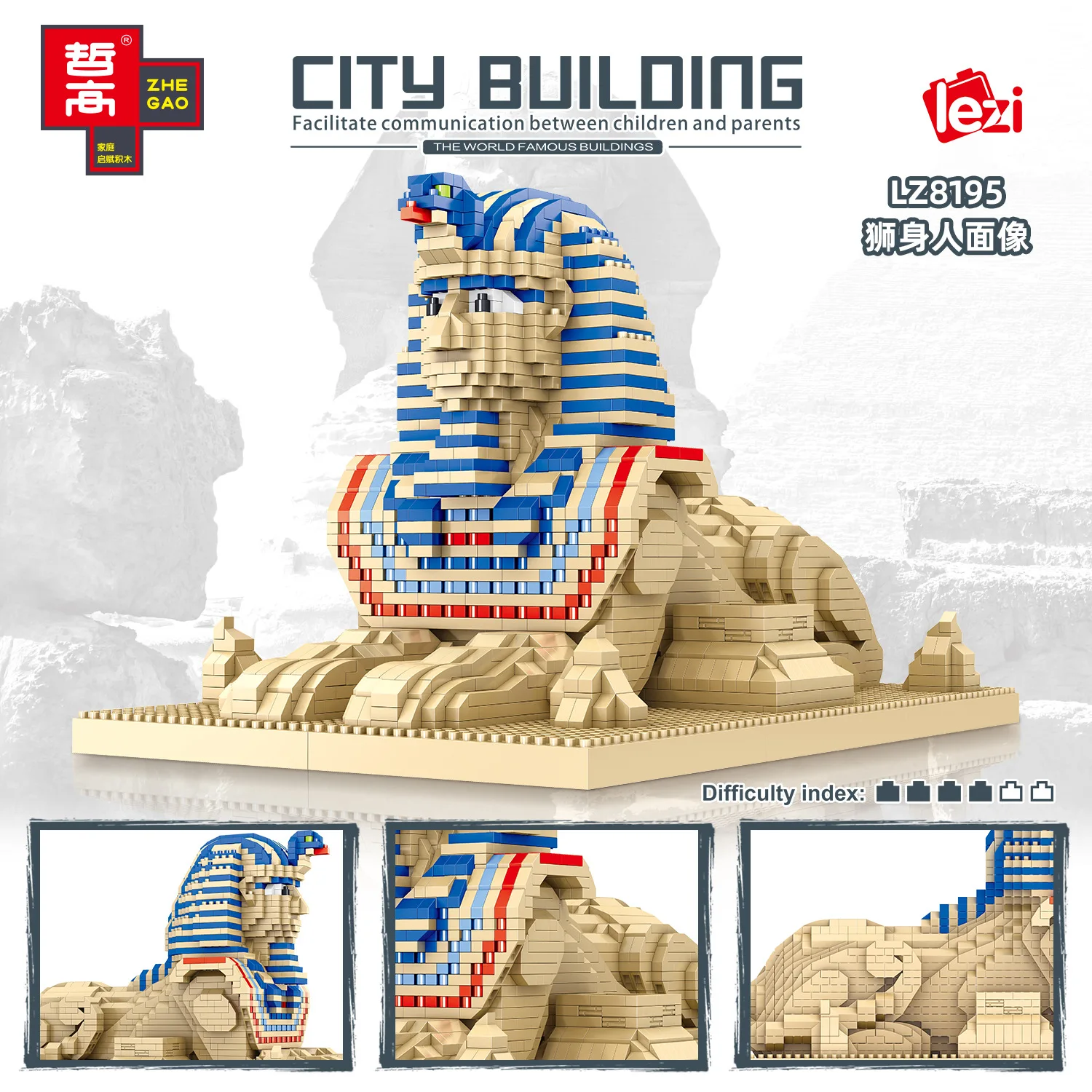 

Egypt Sphinx Micro Building Blocks Famous Architecture 3D Model Pyramid Micro Assembled Mini Bricks Toys For Kid Gift