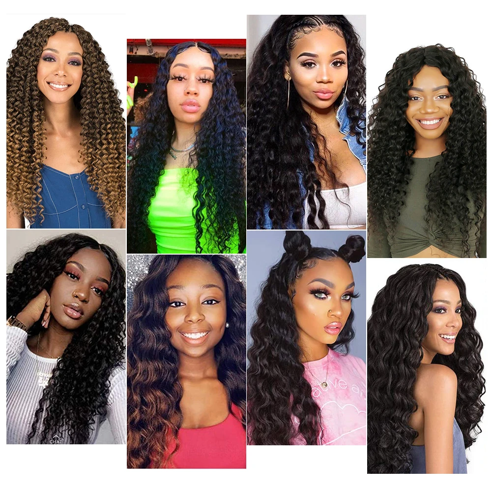 20 Inch Fresstress Deep Water Wave Twist Crochet Hair Ocean Wave Bulk Hair Natural Wavy Curly Synthetic Braiding Hair Extension