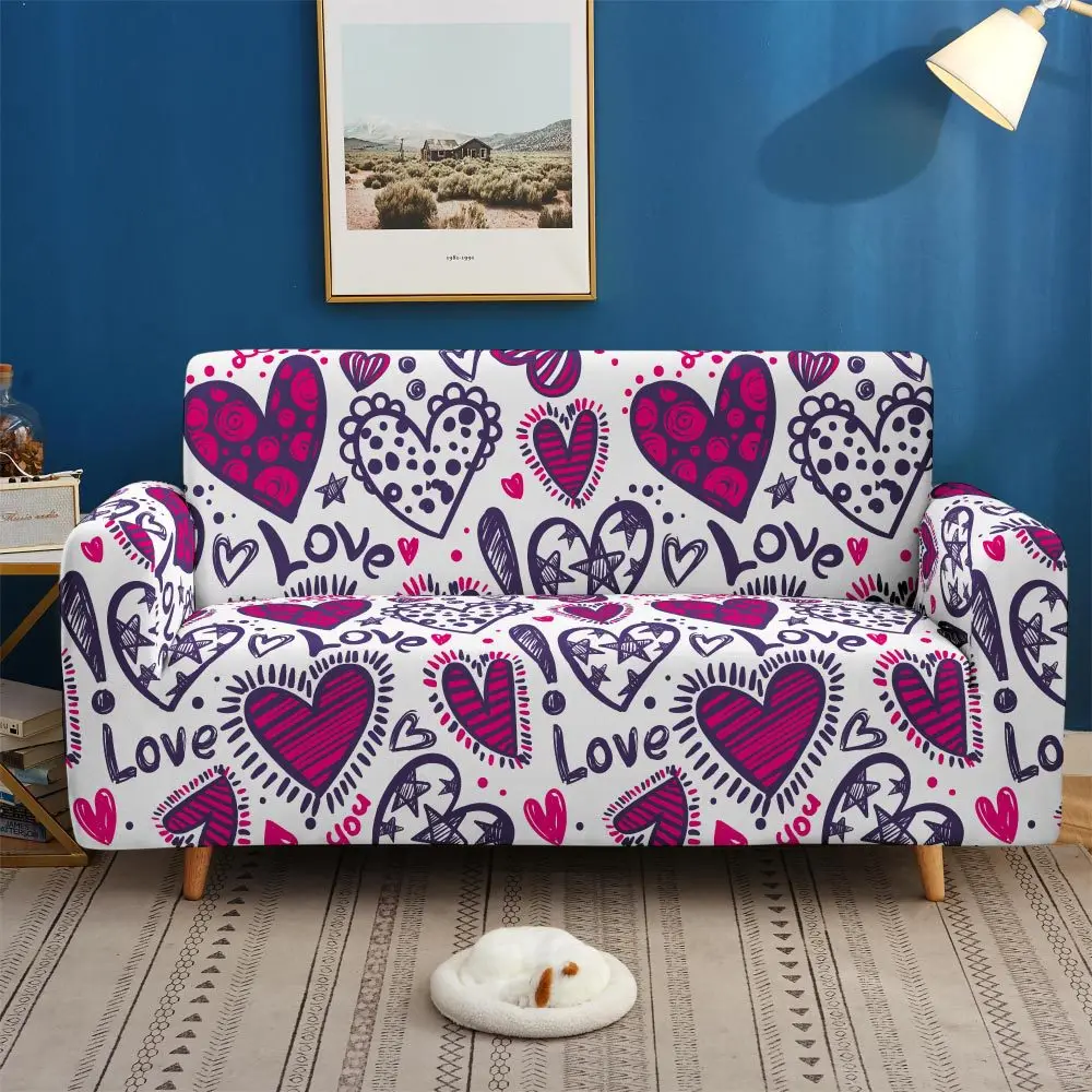 Sofa Cover Corner Sofa Cover Pink Heart Bohemian Datura L Type 1 2 3 4 Seater Cover For Sofa House Sofa Angle Elastic Cover