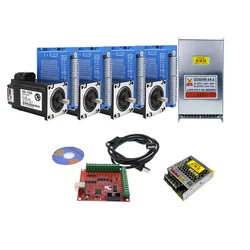 Mach3 CNC Package Processing 3 axis 4 axis 2.2N.m closed loop stepper motor kit hybrid servo motor Nema23 800W48V power supply