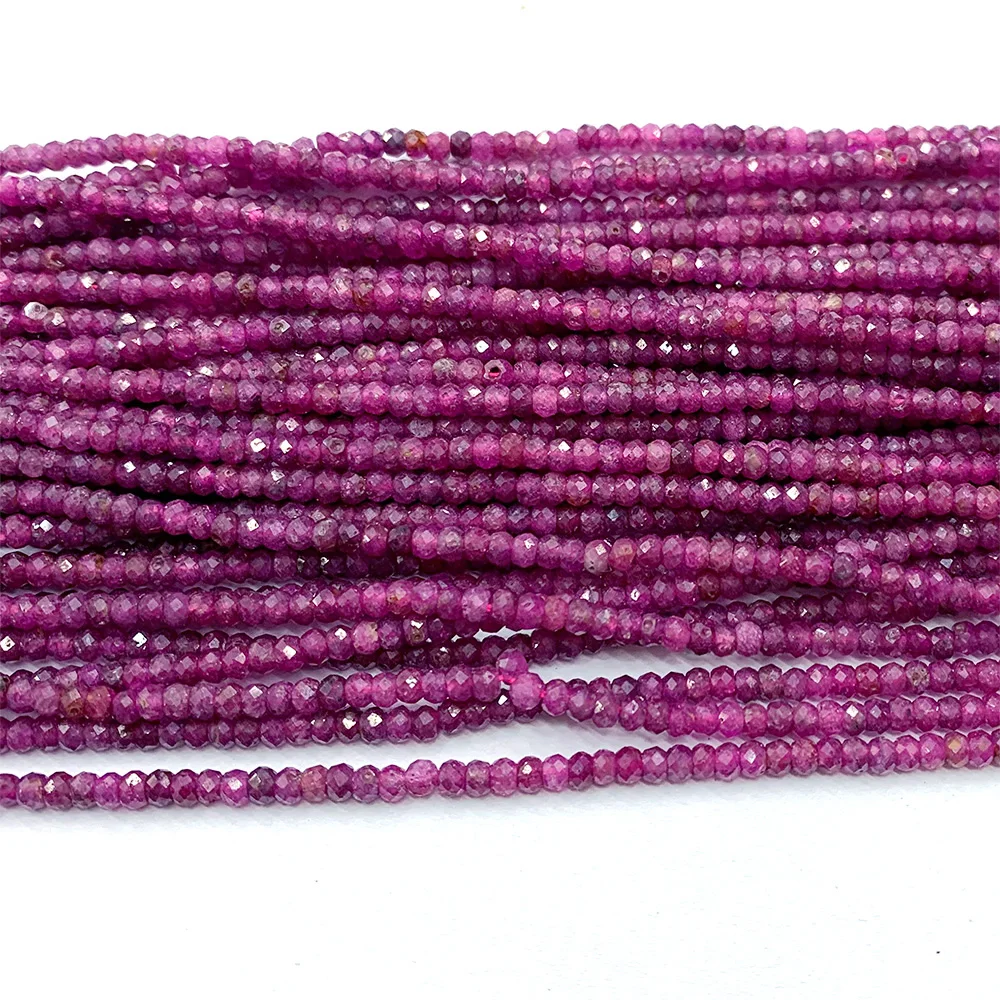 Veemake Ruby Natural Gemstone DIY Necklace Bracelets Earrings Ring Faceted Small Rondelle Women\'s Beads For Jewelry Making 06690