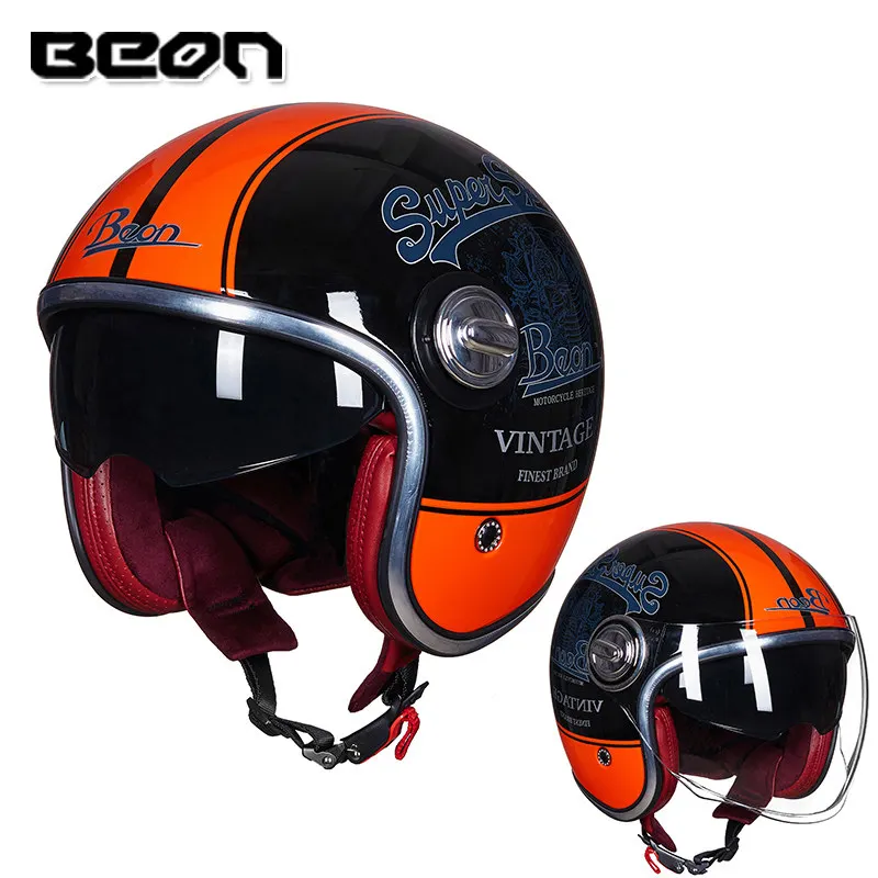 BEON B108A motorcycle helmet beon 3/4 open face dual lens visor vintage helmets retro casque Moto Casque Casco Capacete
