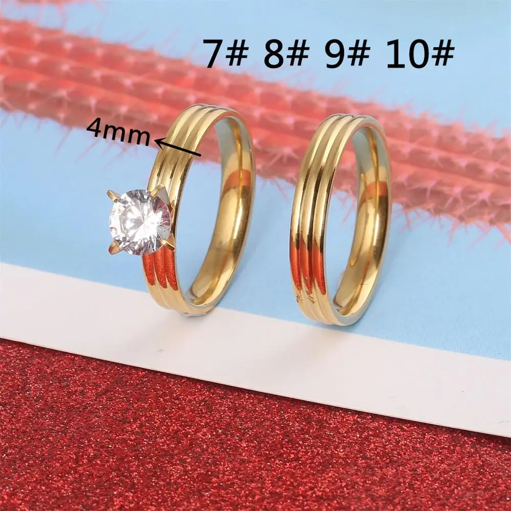 Stainless Steel Rings For Women Circle Fashion Jewelry Wedding Ring Set