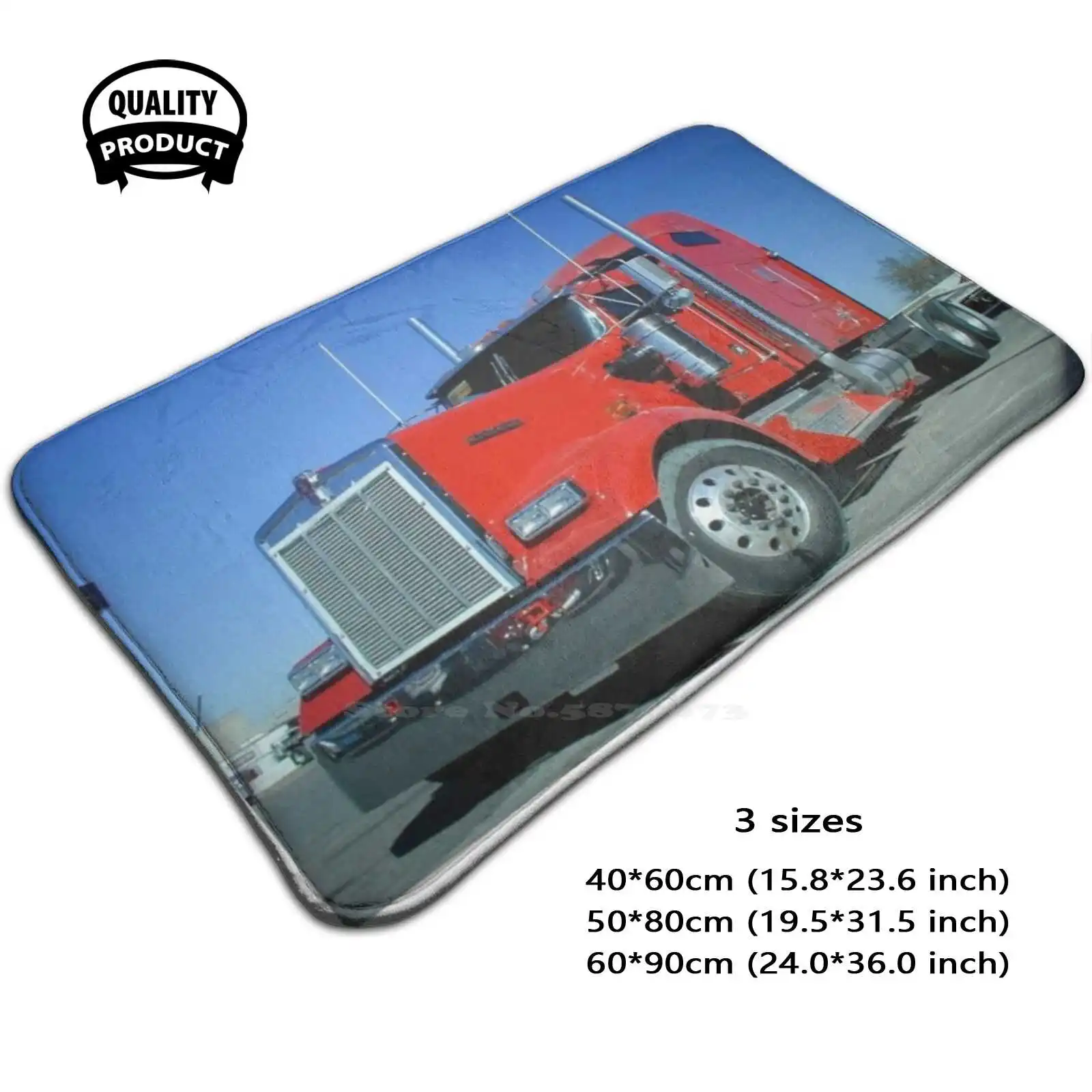 Monster Red Soft Cushion Home Carpet Door Mat Car Rug Big Truck Transportation Truck Driver Trucker Tractor Monster Truck