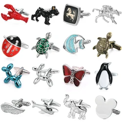 Novel Animal Cufflinks Butterfly turtle bee dog Fish wing design cuff-links French shirt Cuff buttons for successful men's gift
