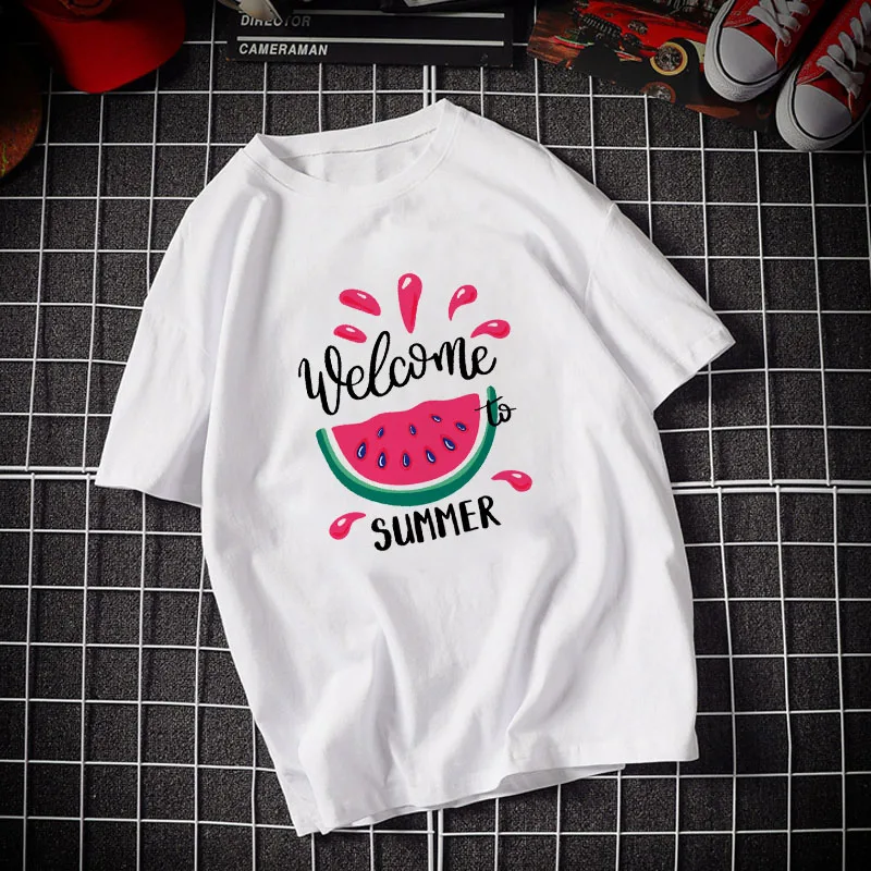 Women T-shirt Simple White Short Sleeve Female Tshirts Shirts Harajuku Tops  Pineapple Fruit Clothing Graphic T Shirt