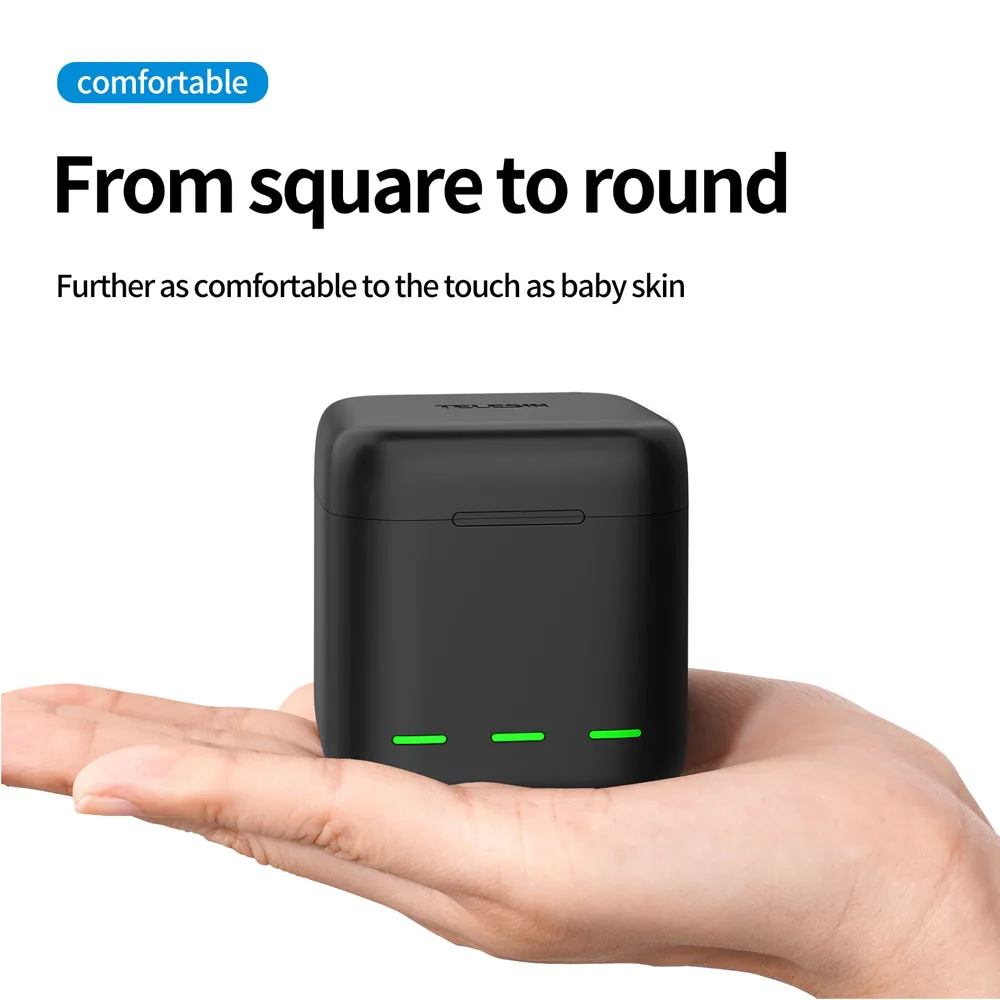 TELESIN ل GoPro بطل 10 9 تخزين سريع شاحن بطاريات صندوق 3 قطعة 1800 مللي أمبير بطارية ل GoPro 10 بطل 9 عمل اكسسوارات