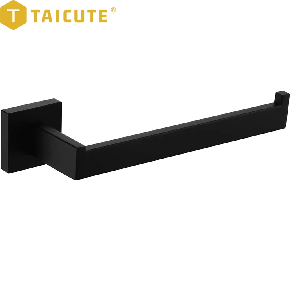 TAICUTE Bathroom Towel Holder Stainless Steel Towel Hanger Wall Mount Shower Accessories, Black Chrome Brushed