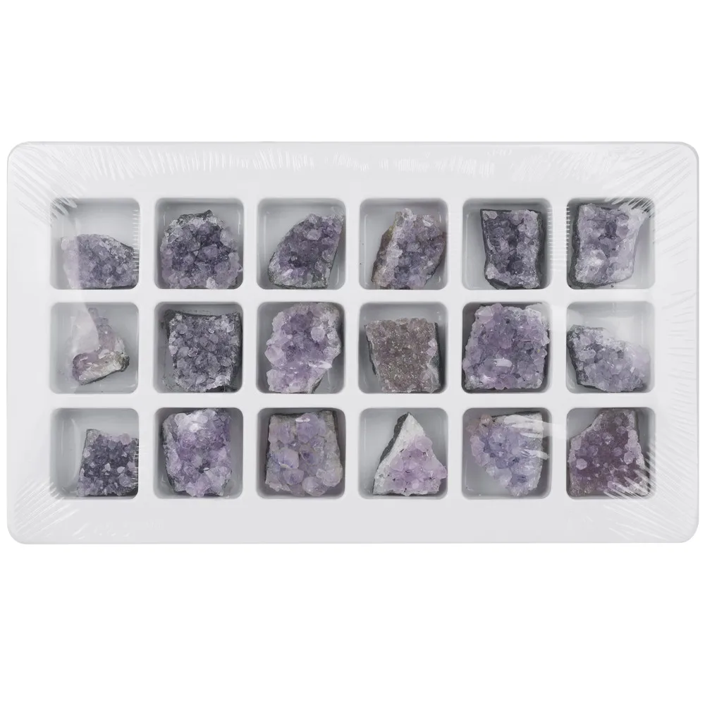 

18pcs/Set Natural Amethyst Cluster Stones Crystals Quartz Cluster Raw Minerals Specimen Home Decor