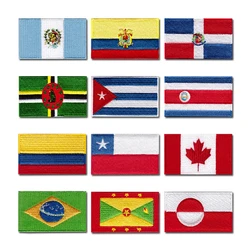 Parches bordados por ordenador con bandera nacional, ropa, pegatina, planchado, coser, apliques, Cuba, Costa Rica, Colombia, Chile, canadá, brasil