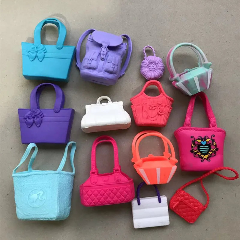 Lovely Shapes Doll Bags Decors Original Doll Accessories Quality Doll Parts Red Pink Black Blue White Purple Color Doll Handbags