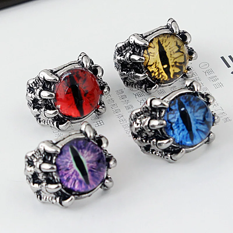 Vintage Demon Eye Ring Exaggerated punk Men and Women Pupil skull Rock Hip Hop Rings Gift jewelry Adjustable