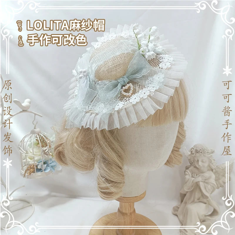 Lolita All-Match Linglan Bow Cambric Hat Antique Retro Top Hat Gorgeous Comic Show Catwalk Tea Party