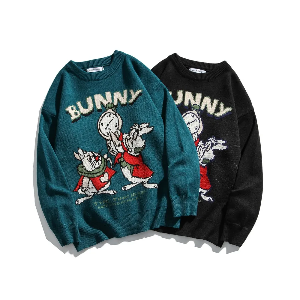 

Funny Kawaii Couple Clothes Cute Japan Clothes Knitted Retro Sweater Harajuku Men Clothing Pull Homme Tops Nice Pullover Sweter