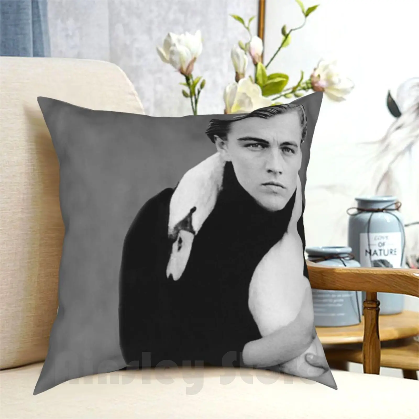 Leo And The Swan Pillow Case Printed Home Soft DIY Pillow cover Swan Animals Funny Leonardo Dicaprio Leo Dicaprio Leonardo