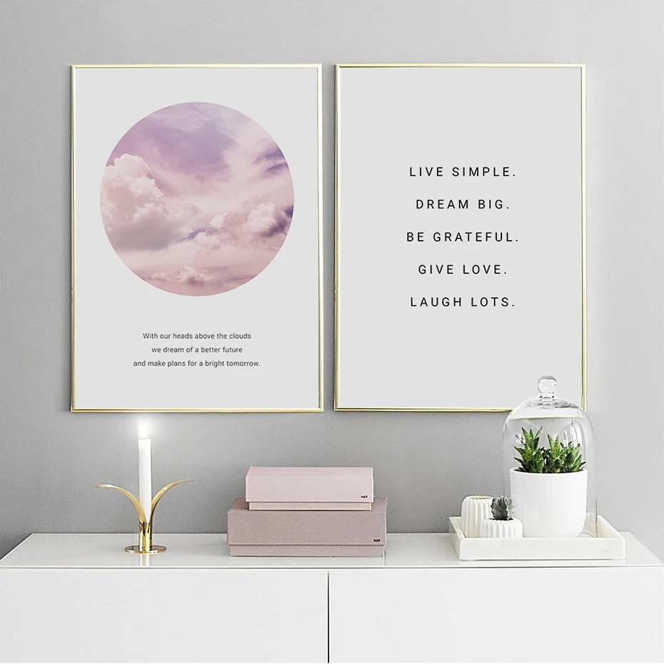 

Wall Art Pink Clouds Quotes Nordic Posters and Prints Scandinavian Decor Picture for Living Room Canvas Painting